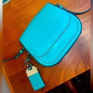 Like-new turquoise Marc Jacobs Mini Rider leather crossbody bag